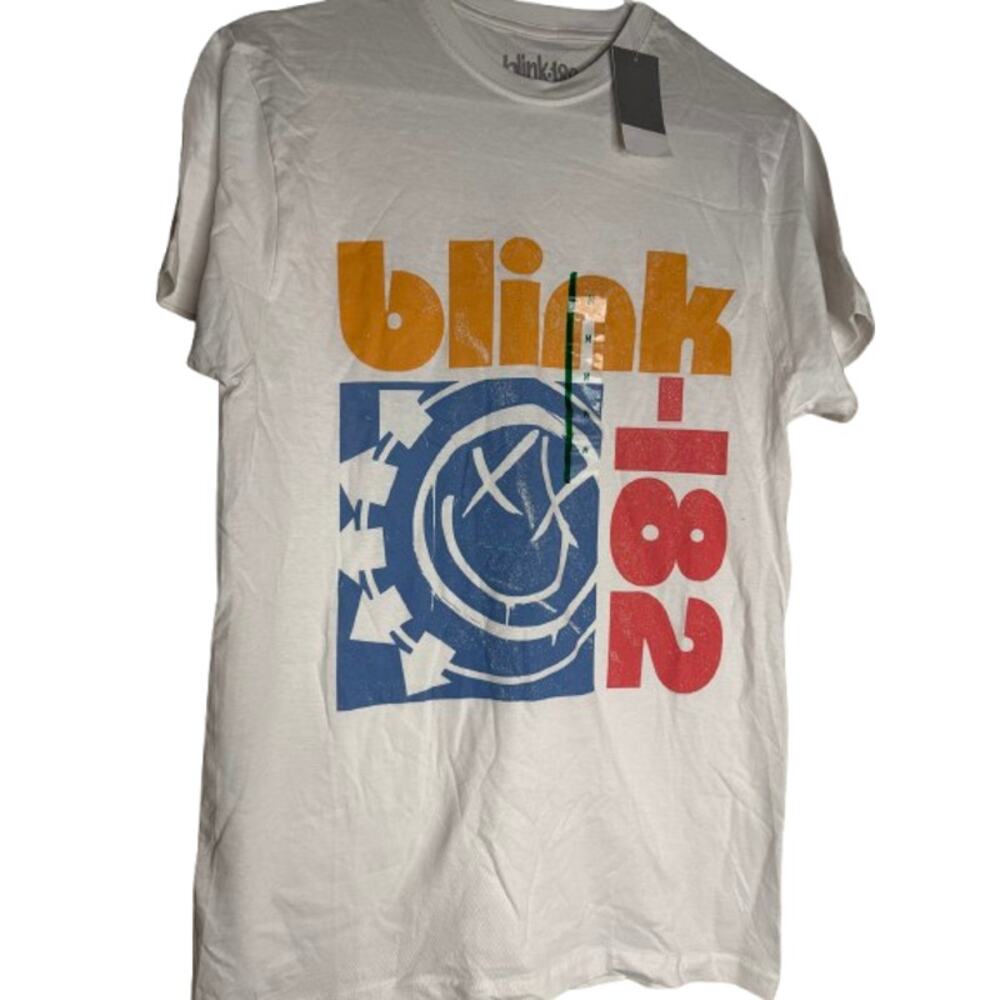Blink-182 Mens T Shirt Band Graphic Cotton Short Sleeve Pullover White Medium